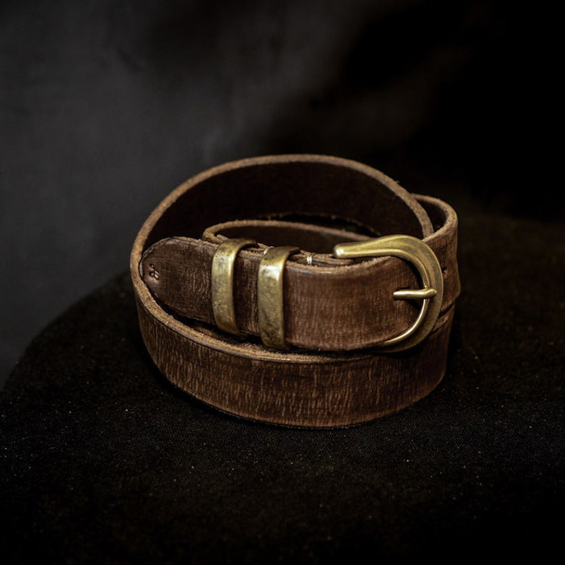 HEYOU Handmade Vintage Look Saddle Leather Belt Type.2