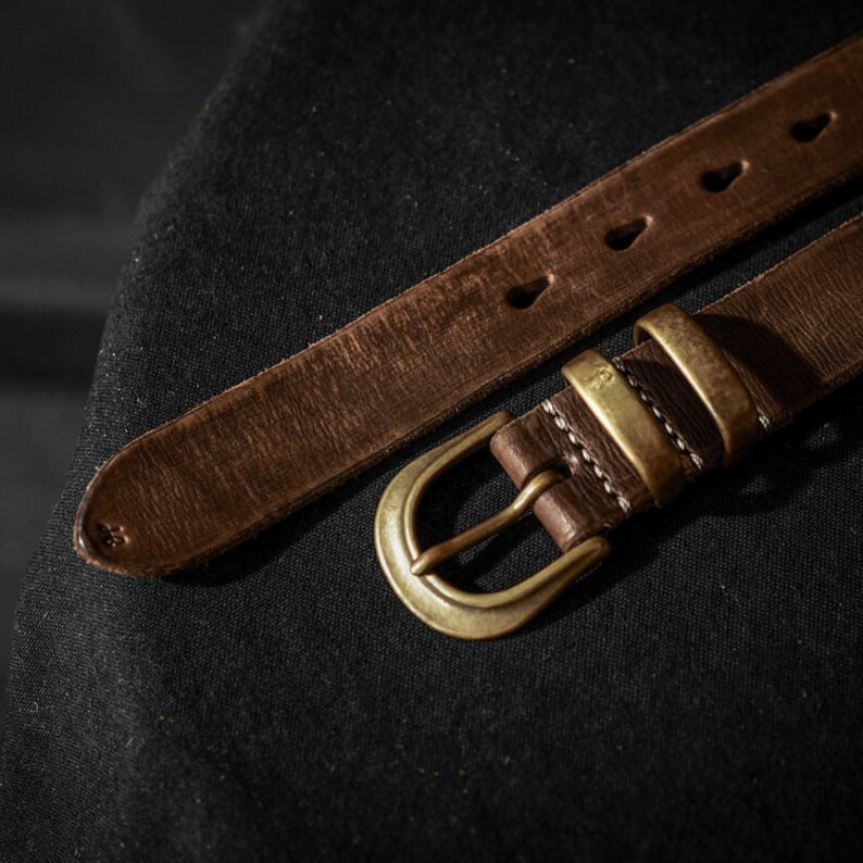 HEYOU Handmade Vintage Look Saddle Leather Belt Type.2
