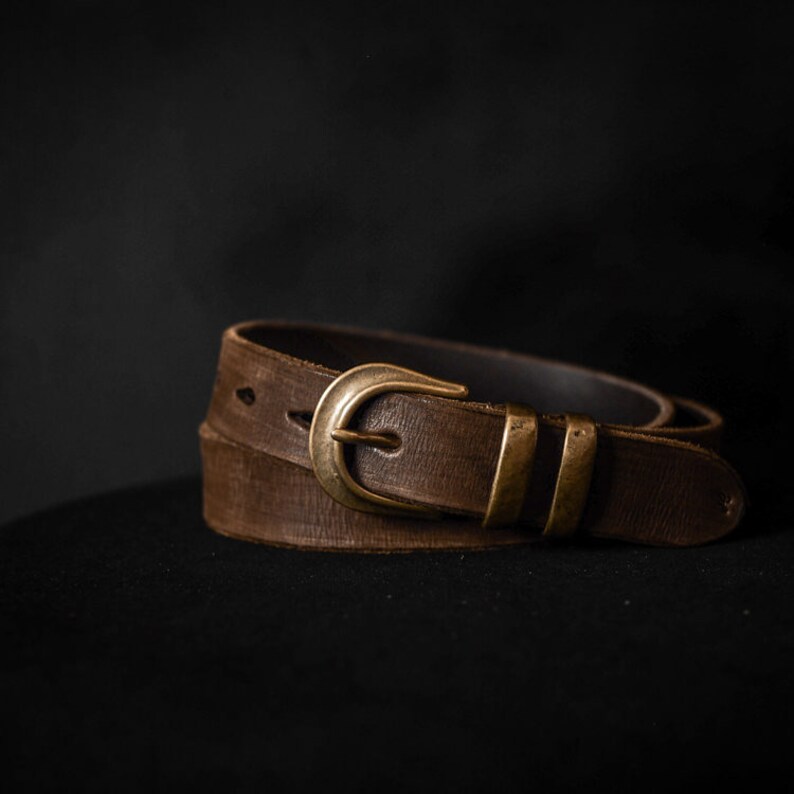 HEYOU Handmade Vintage Look Saddle Leather Belt Type.2