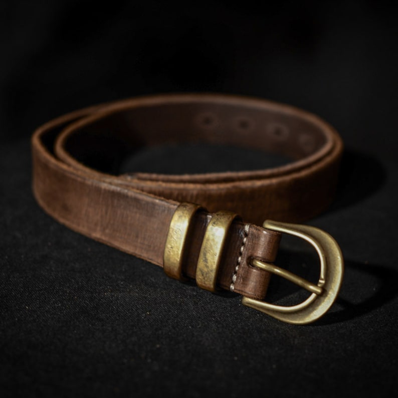 HEYOU Handmade Vintage Look Saddle Leather Belt Type.2