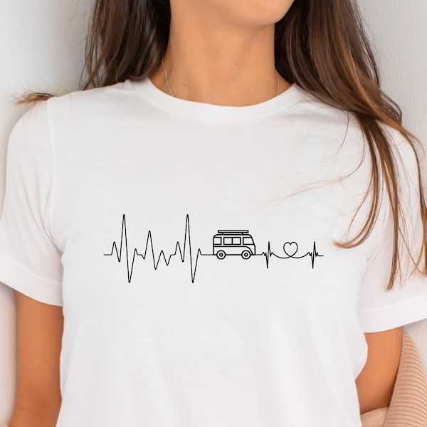 Herzschlag Camper Van Liebe T-Shirt - ein Herz für Camper van Camper Urlaub Entspannung Ferien Wohnmobil