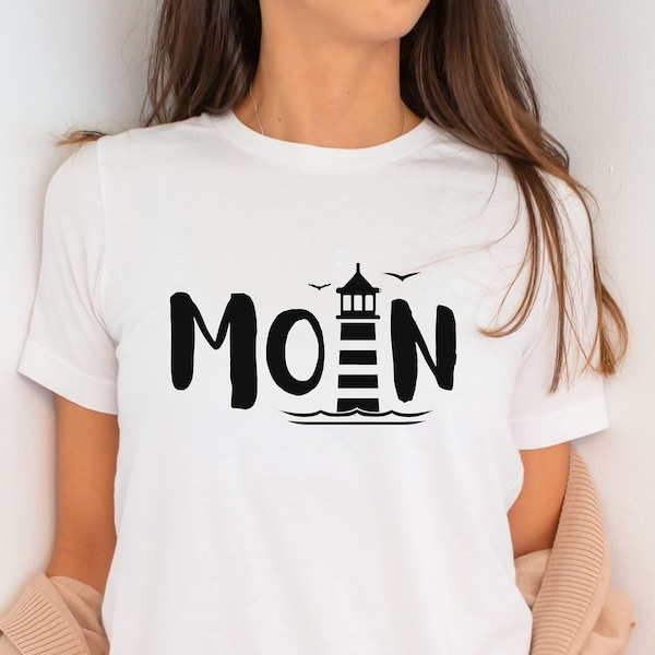Maritimes T-Shirt für Damen und Herren - Moin mit Leuchtturm - Nordsee und Ostsee Fans