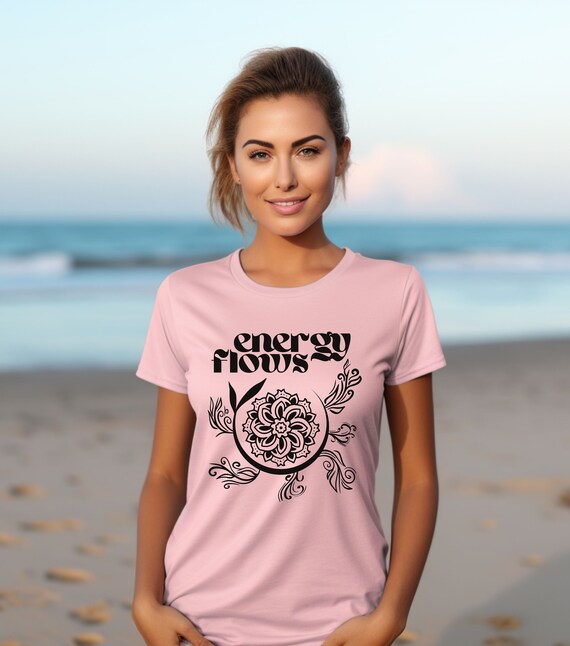 Womens Yoga Mindfulness Buddhist T-Shirt - Black Mandala And Text Womens Yoga Mindfulness Buddhist T-Shirt - Black Mandala And Text