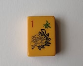 Vintage Mahjong One Flower Bakelite Catalin Tile