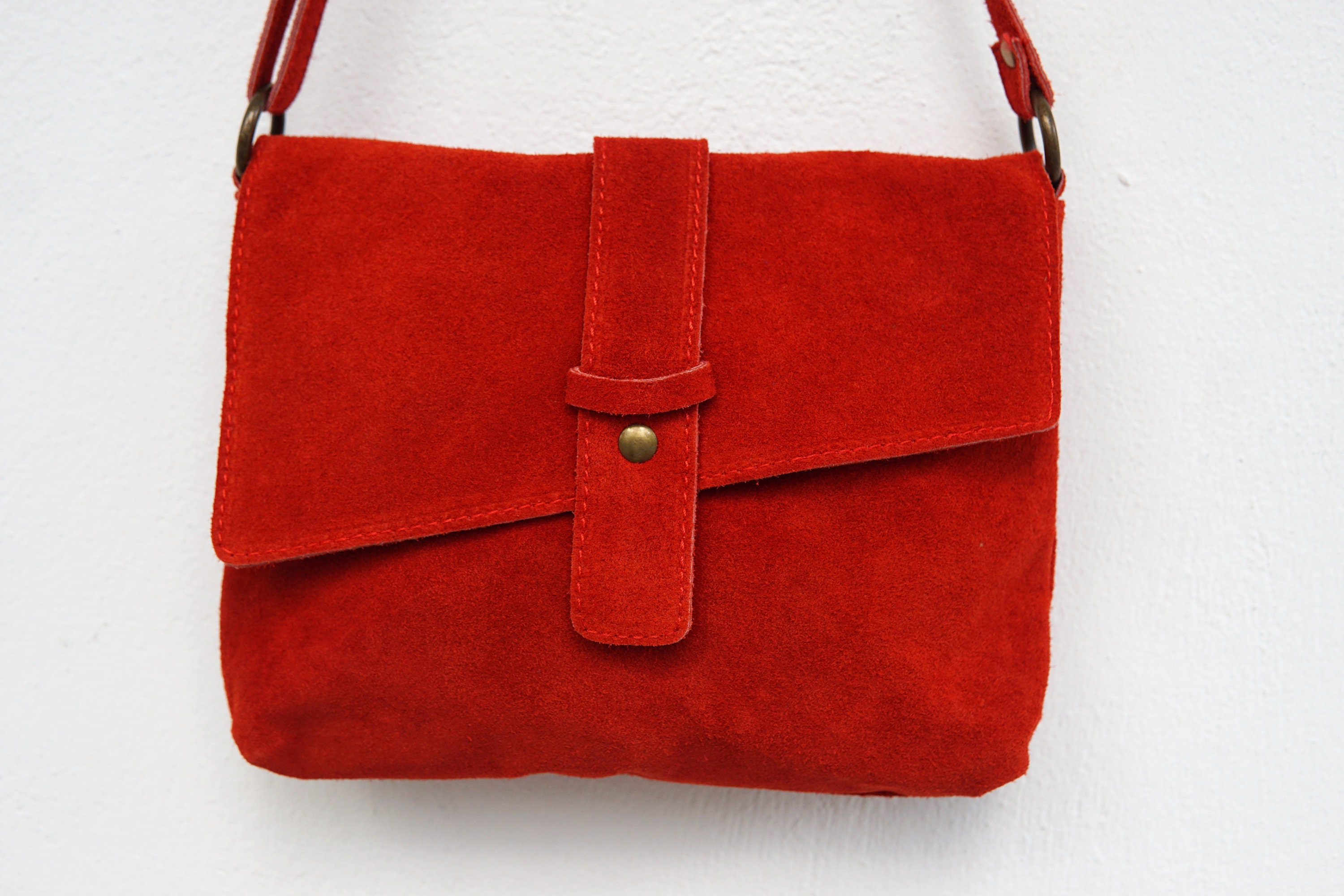 RED Suede Bag Women Leather Crossbody Bag Womens Leather Etsy