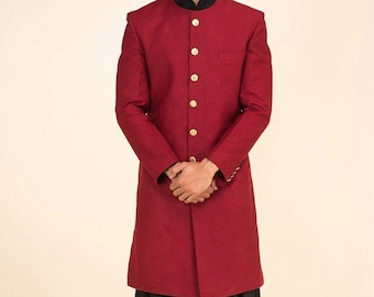 Benutzerdefinierte Herren Seide Sherwani: Königliche Prinz Hochzeit Achkan mit Harem Bottom