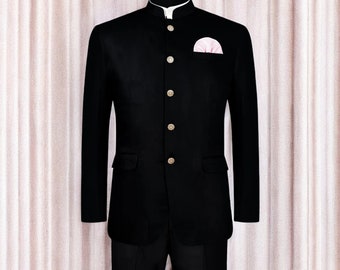 Men&#39;s Velvet Jodhpuri Suit: Regal Bandhgala Jacket, Formal Ethnic Wear