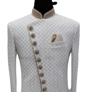 New Design Angrakha Handwork Sherwani Indo wester / wedding Groom Sherwani / Wedding Qoutfit / Family customizations? Yes, Available,