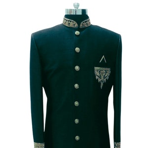 Luxurious Banarsi Silk Sherwani for the Groom Royal Sherwani Green Indowestern Sherwani Achkan Indian Wedding Suit Men Groom Sherwani Etsy Australia