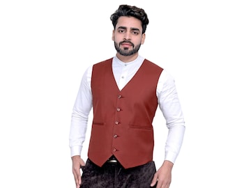 Ajirna designer Indian Ethnic Traditional Solid Cotton Religious Festival Wear men's Waistcoat Alternative Wedding Vest Sleeveless Jacket