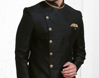 Benutzerdefinierte Herren Seide Sherwani: Königliche Prinz Hochzeit Achkan mit Harem Bottom