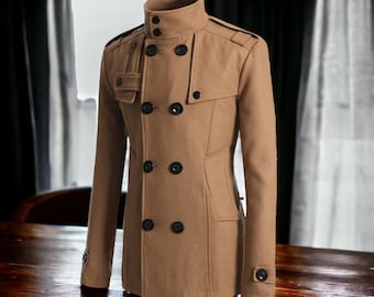 Men Handcrafted Tweed Overcoat for Effortless Style | Premium Winter Outerwear | Vintage-inspired Design