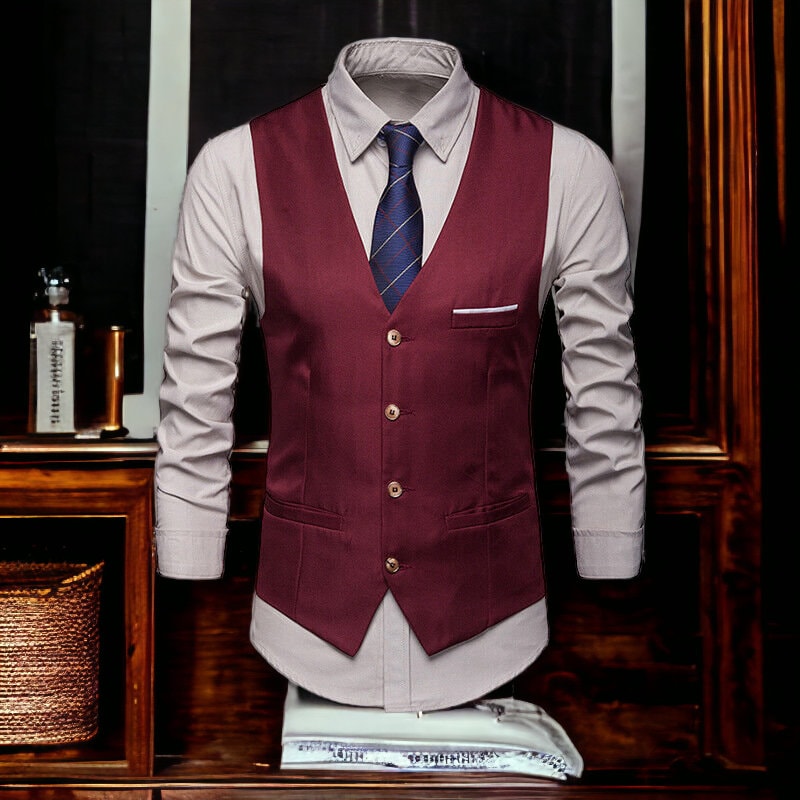 Men Stylish Maroon Waistcoat for Men Comfortable Sleeveless Vest for Casual or Formal Wear Vest Etsy