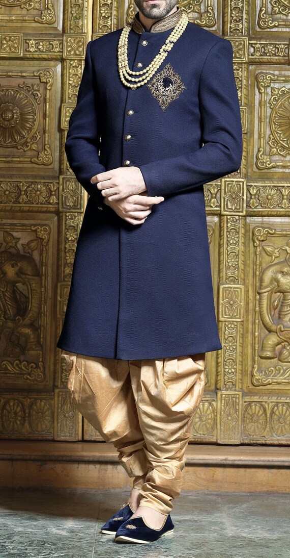 Custom Made Men Nawabi Sherwani Groom Wedding Indo Western Suit
