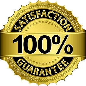 May include: A gold seal with a black border and the text "Satisfaction Guarantee 100%"