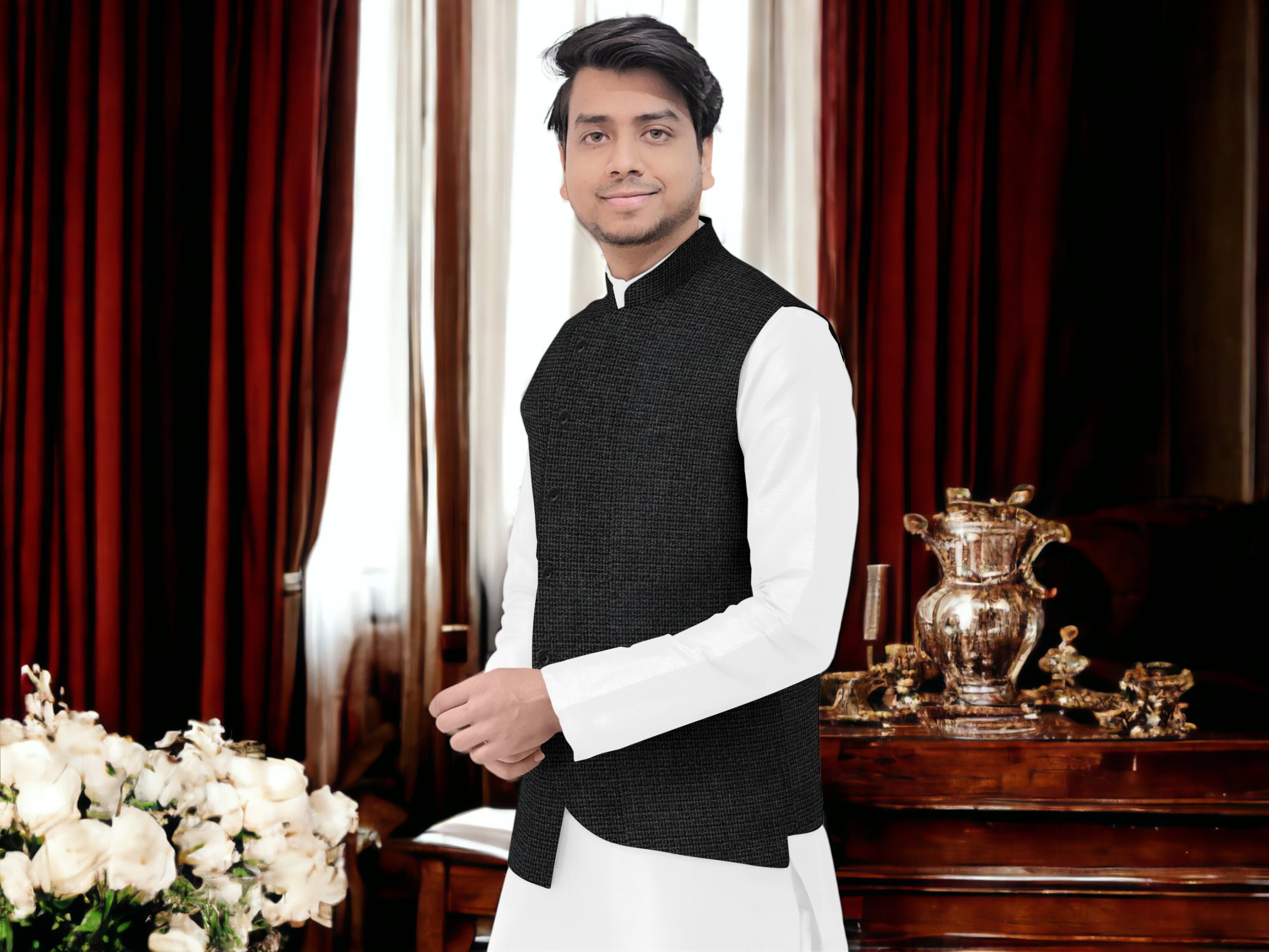 Half jacket clearance for kurta pajama