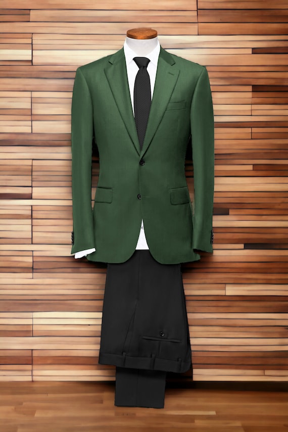 Green coat black pant best sale