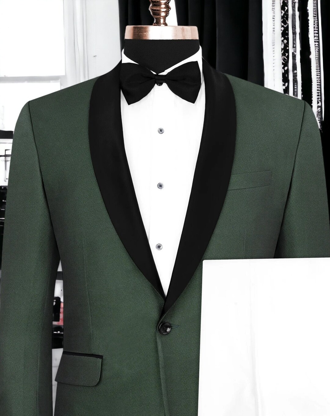 Green Shawl Collar 3piece Suit Men's Stylish Lycra Etsy