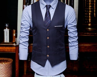 Men Stylish Navy Blue Waistcoat for Men - Comfortable Sleeveless Vest for Casual or Formal Wear Vest