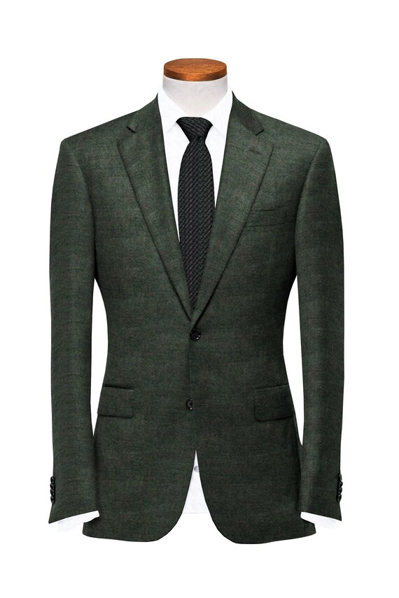 Men Wool Dark Green Coat With Black Lycra Pant 2-piece Suit: Comfortable  and Stylish Outfit for Any Occasion - Ethnic Jacket and Trousers\