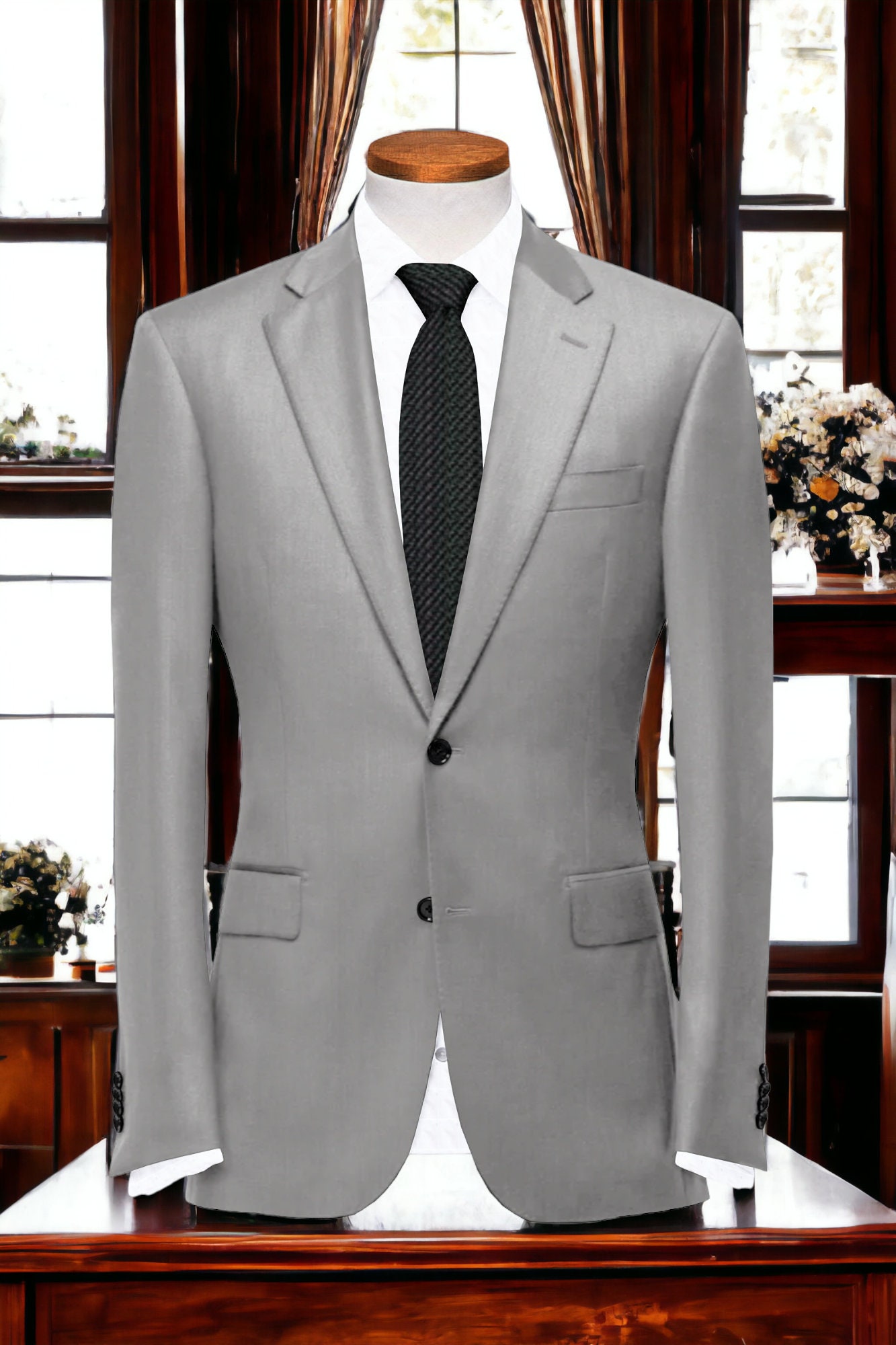 Pantalon De Costume Homme Gris - Taille 40 (M) - Coupe Slim Droite - Marque KHRKTR - Neuf étiqueté
