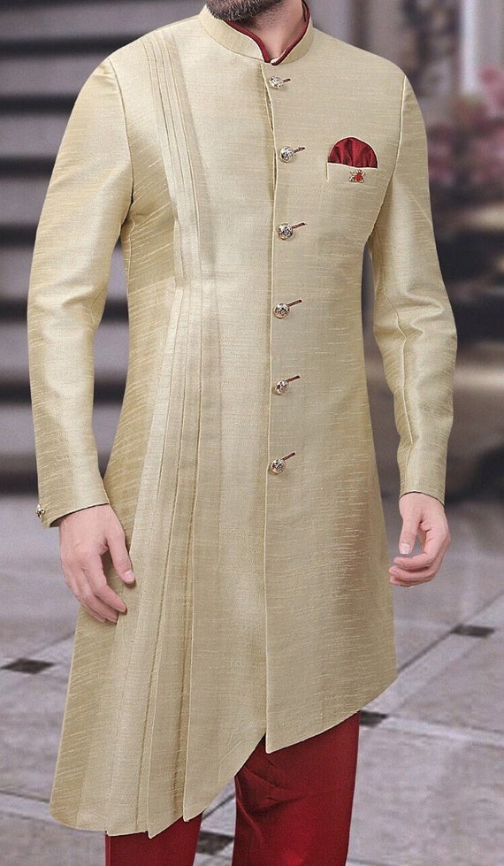 Custom Made Men Nawabi Sherwani , Groom Wedding Navy Blue Suit for Men ,  Designer Elegant Endowestern Sherwani Suit , Wedding Indain Suit - Etsy