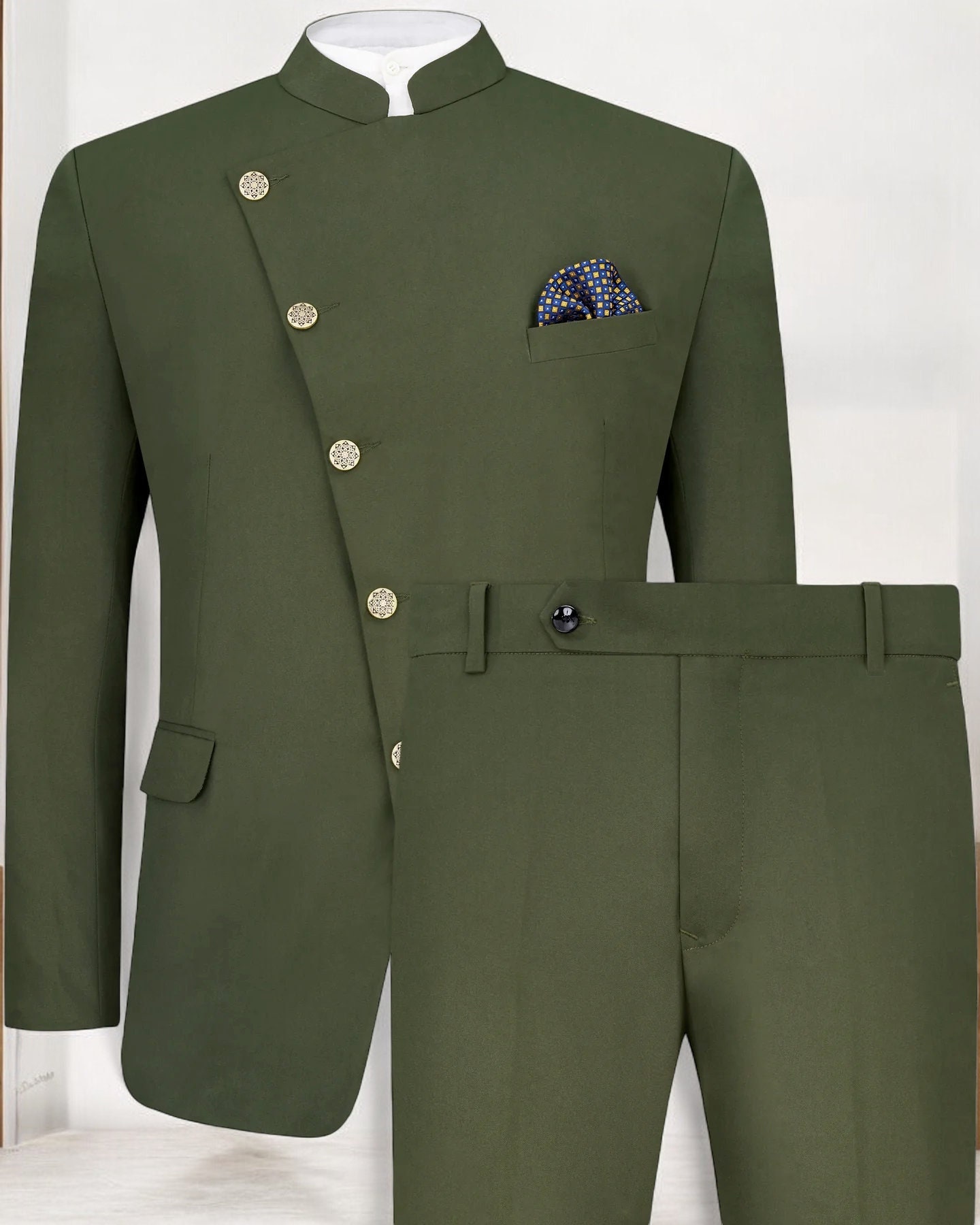 Green Angrakha  Jodhpuri Suit: Elegance and Comfort Combined | Handcrafted Indian Attire"