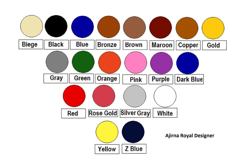 Pode incluir: Uma carta de cores com 18 cores diferentes, incluindo bege, preto, azul, bronze, castanho, vinho, cobre, ouro, cinzento, verde, laranja, rosa, roxo, azul escuro, vermelho, ouro rosa, cinza prateado, branco, amarelo e azul z.