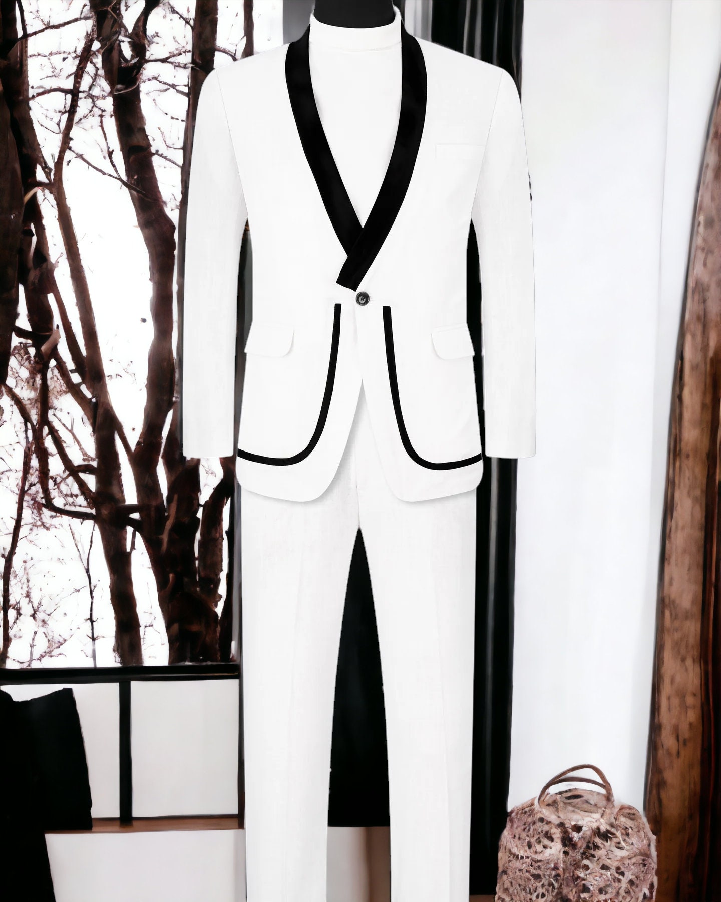 Men's White Shawl Collar 3piece Suit Elegant and Etsy