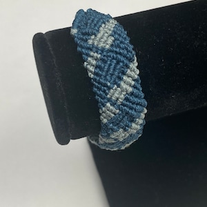 Handmade Boys Blue and Grey Macrame Hemp Bracelet