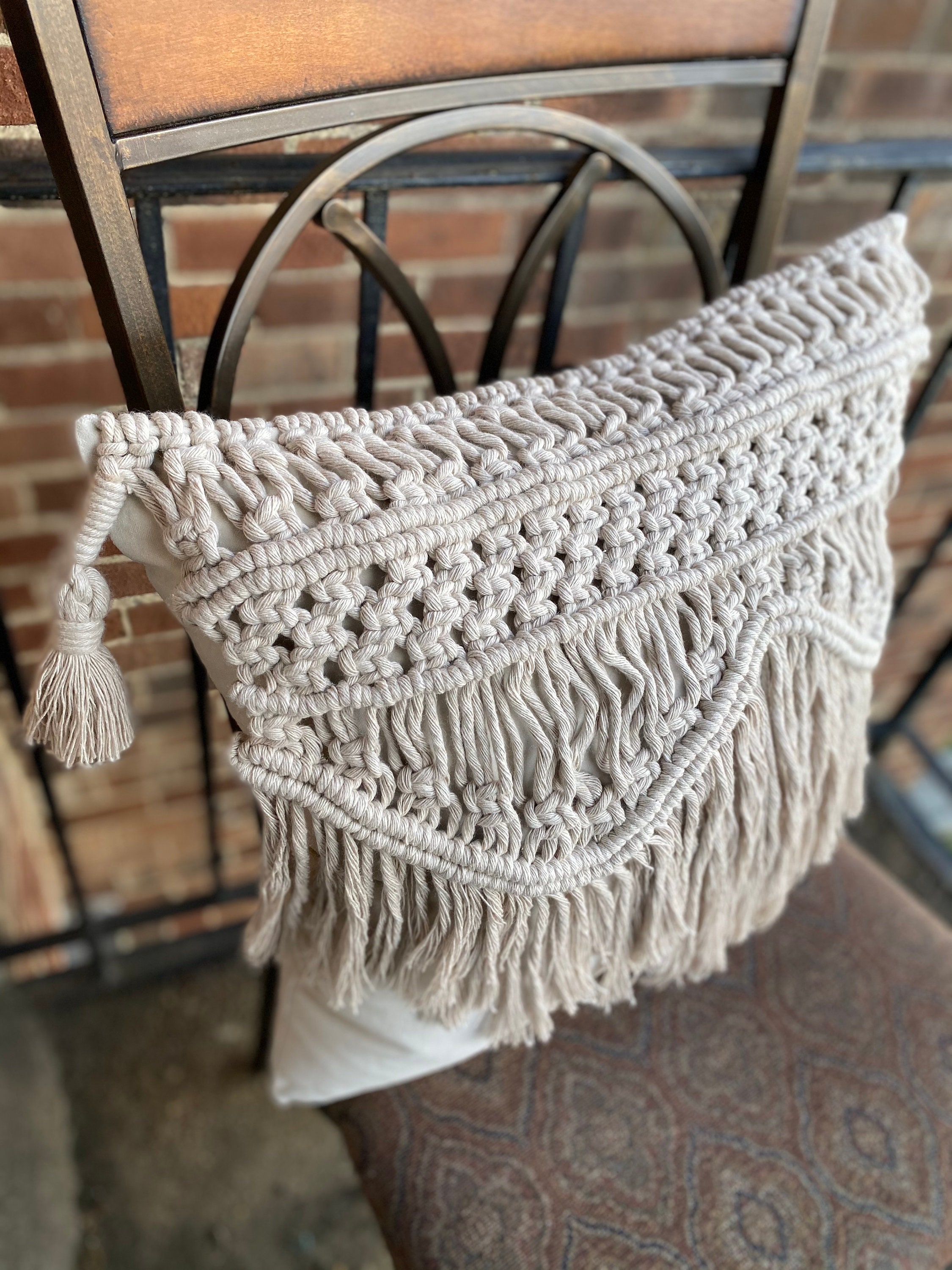 Macrame Pillow Decorative Pillow Cotton Pillow Velvet Etsy