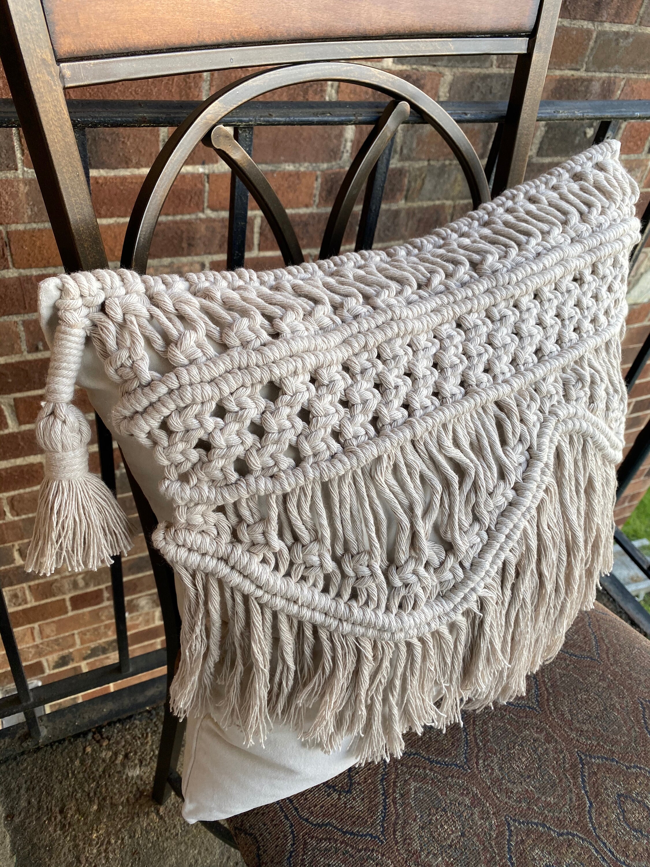 Macrame Pillow Decorative Pillow Cotton Pillow Velvet Etsy