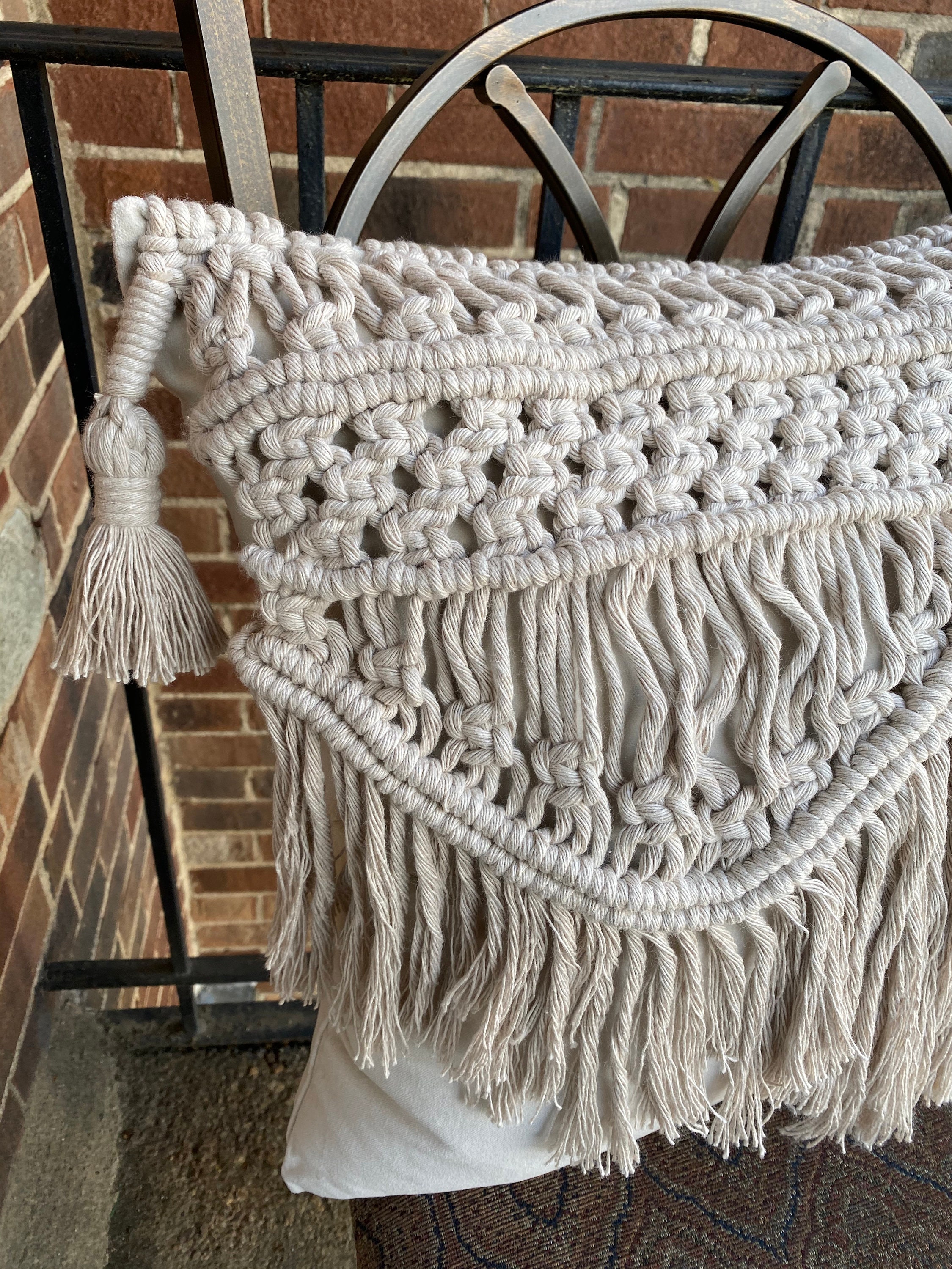 Macrame Pillow Decorative Pillow Cotton Pillow Velvet Etsy