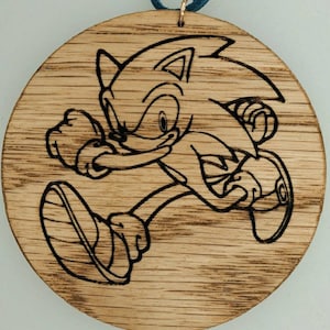 SONIC the HEDGEHOG Sonic, Shadow, Tails, Silver, Amy Rose. Laser Burnt on Solid Oak 3" diameter, Choose: Ornament, Magnet, or Coaster