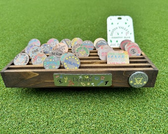 Golf Ball Marker Holder / Rack | Custom Plaque - Made To Order | Hand Stamped and Painted | Free Shipping