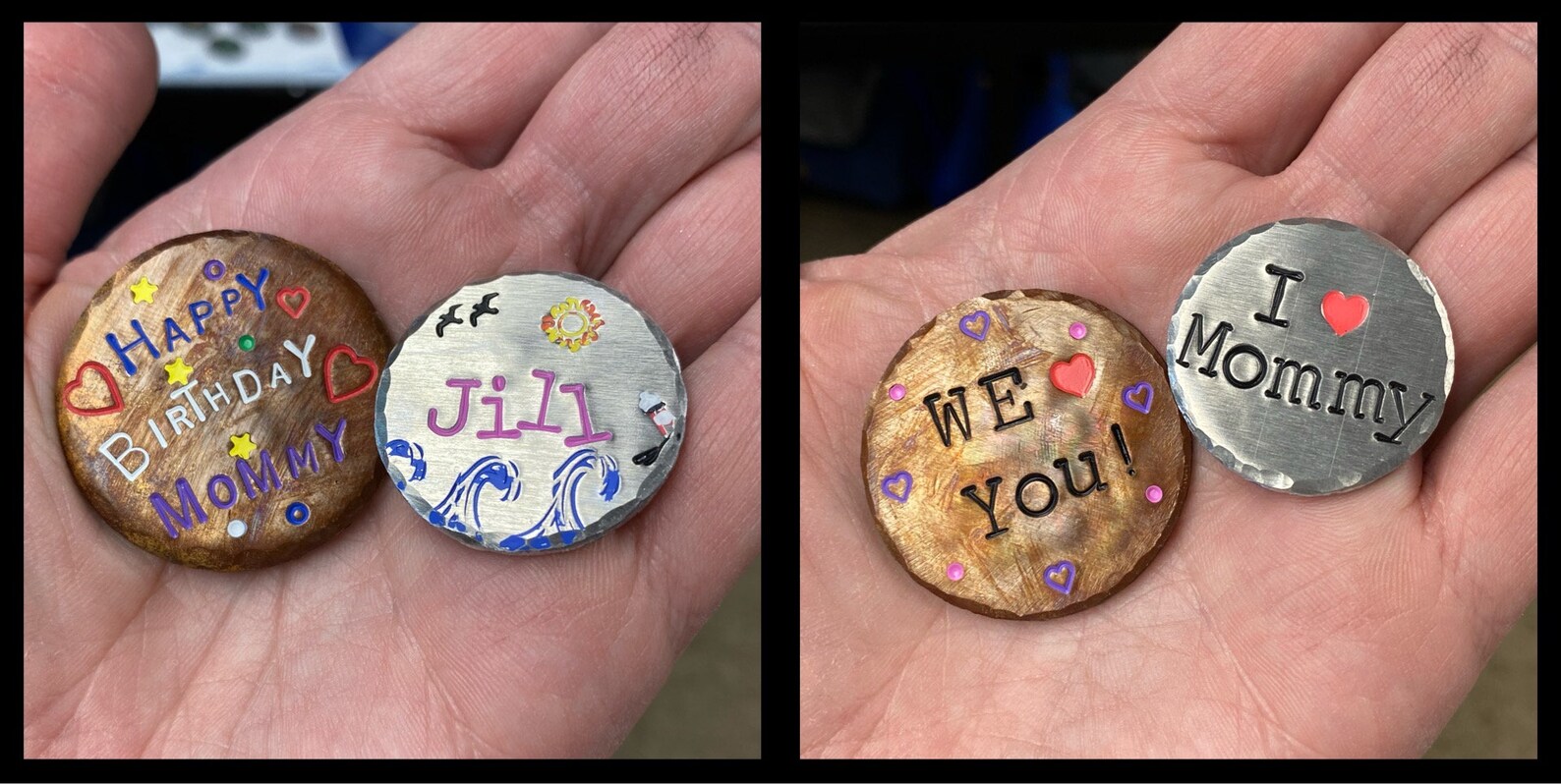 Custom Copper Golf Ball Marker Hand Stamped & Painted ANY Etsy