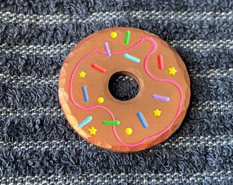 Donut Custom Golf Ball Marker - Hand Stamped & Painted - ANY message. Thick, Heavy Duty Copper. Unique. FREE Shipping.