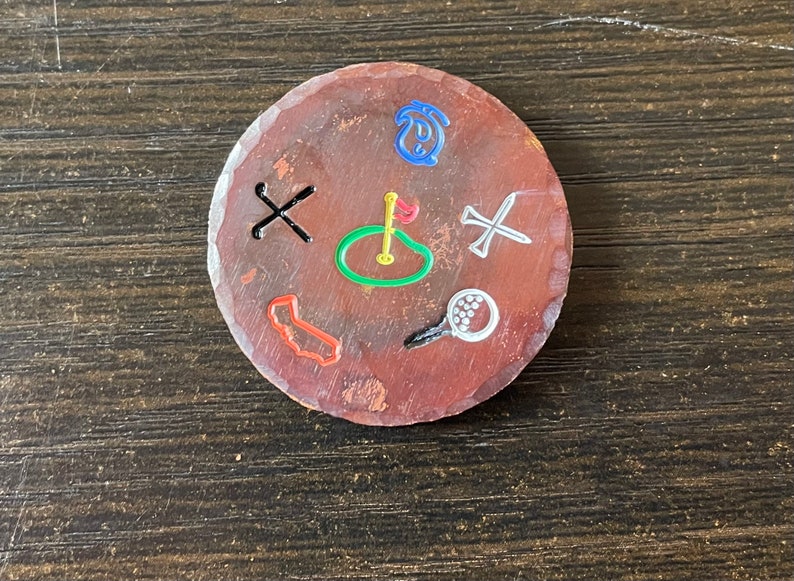 Custom Copper Golf Ball Marker Hand Stamped & Painted ANY Etsy