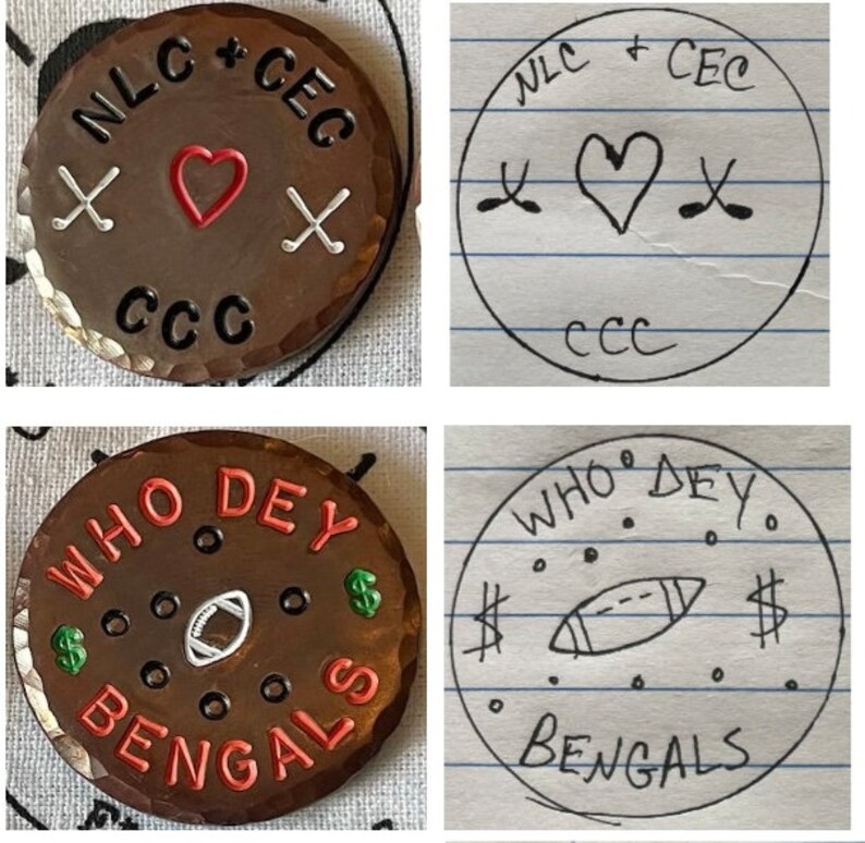 Custom Copper Golf Ball Marker Hand Stamped & Painted ANY Etsy