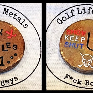 Hand Made Golf Ball Marker. Customized any way you want. Personalized. Copper 1.25 Diam. Great Gift for Him or Her Golfer. FREE Shipping image 7