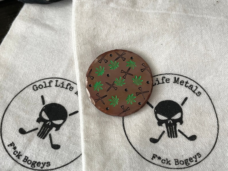 Hand Made Golf Ball Marker. Customized any way you want. Personalized. Copper 1.25 Diam. Great Gift for Him or Her Golfer. FREE Shipping image 3