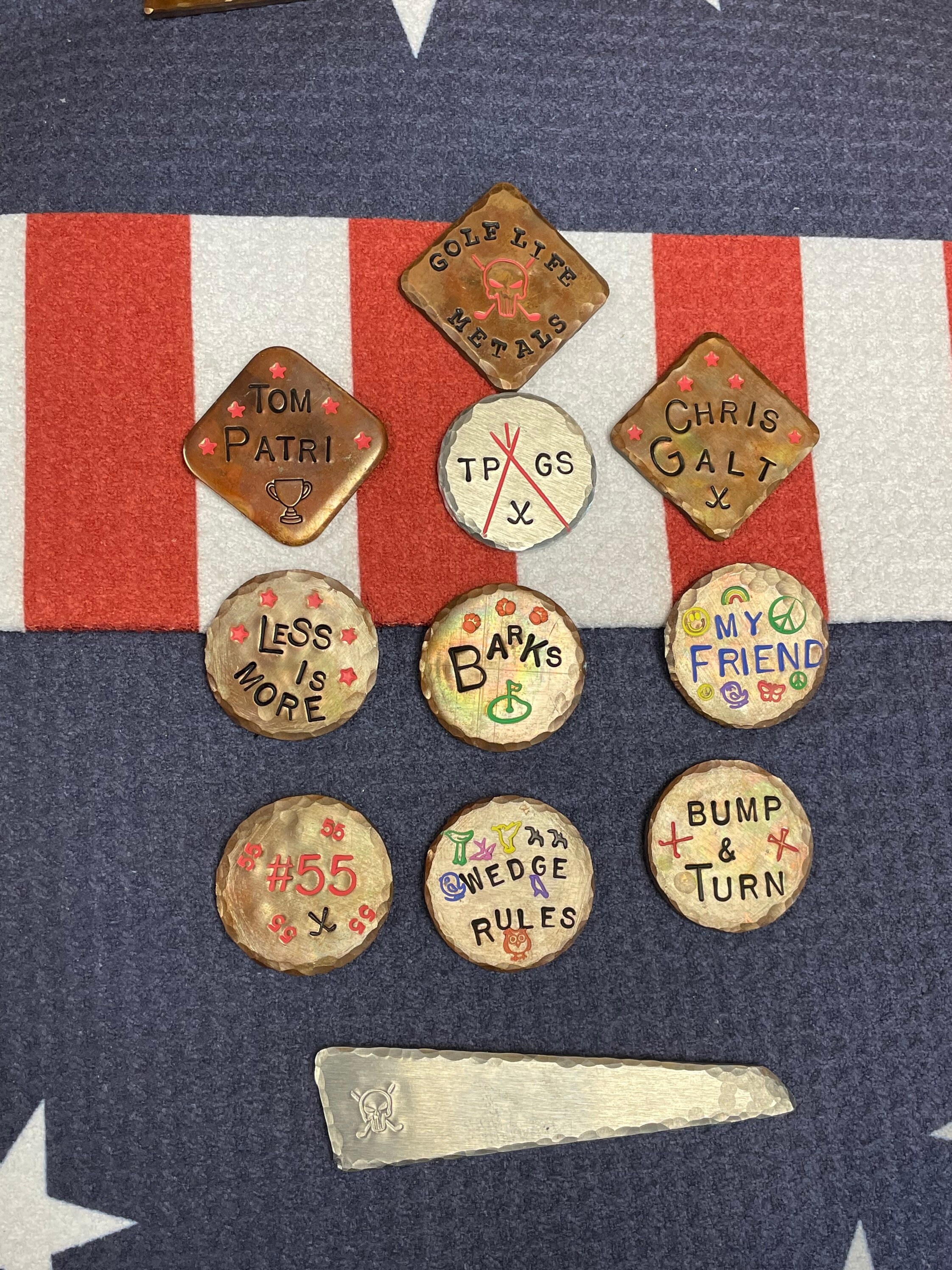 Custom Copper Golf Ball Marker Hand Stamped & Painted ANY Etsy