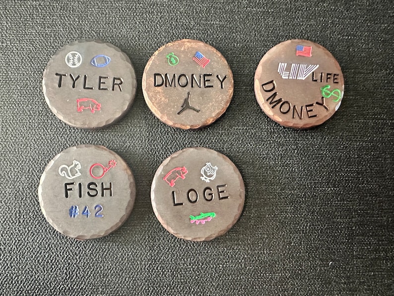 Custom Batch of Golf Ball Markers. Any way you want. Copper. FREE Shipping. 40 Dollars Each. Order as many as you want. 45 if torched. image 9