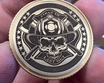Firefighter Golf Ball Marker | Laser Engraved | Custom | Personalized any way you want | Stainless Steel or Brass | FREE SHIPPING