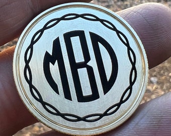 Custom Laser Engraved Golf Ball Marker | Great Gift | 1.25" Diam, .125" thick SS or Brass. Heavy Duty. FREE SHIPPING. Check Reviews : )