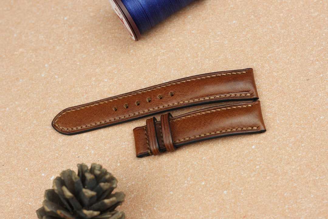 Tan Vachetta leather watch strap, Cowhide leather watch band SW059