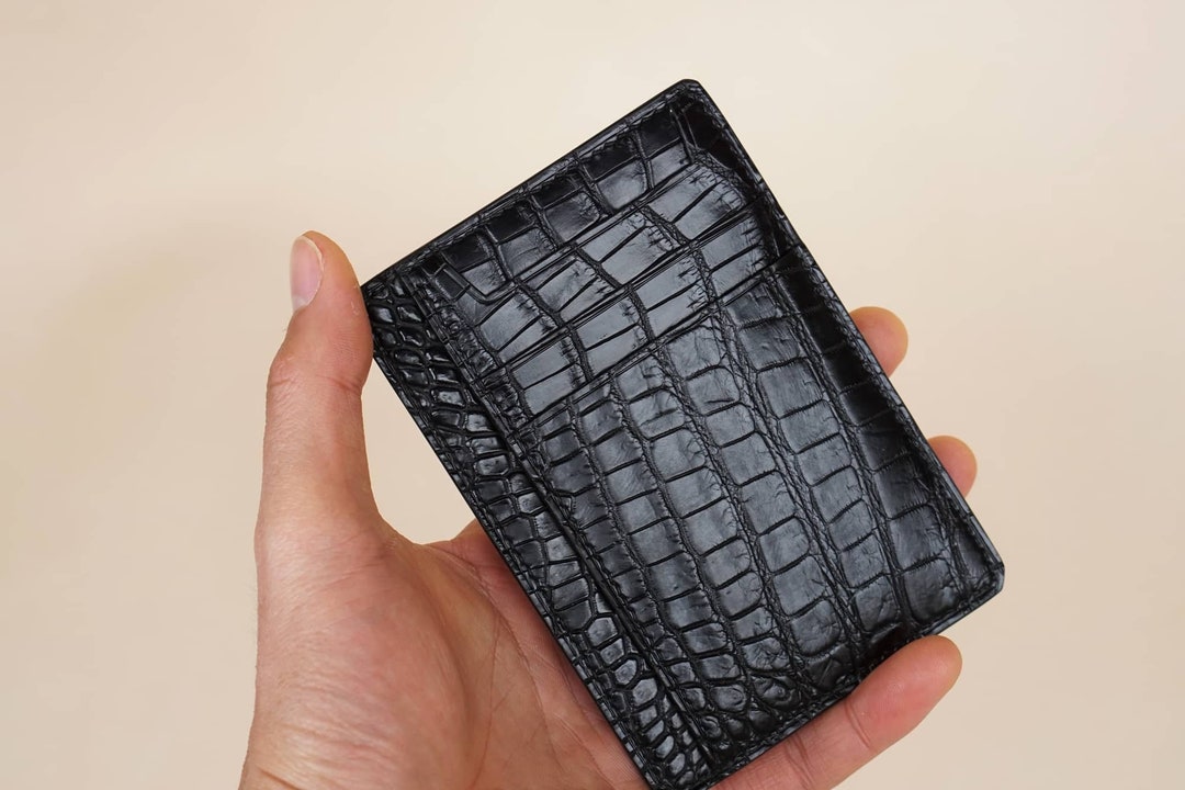 Handmade Alligator Credit Card Wallet. Premium Leather Card 