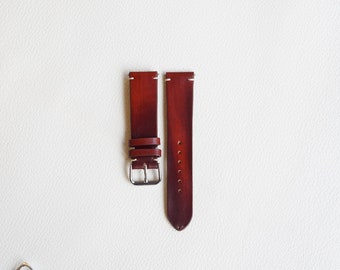 Patina Brown leather watch band. Vegetable Tanned Leather Watch Strap. Genuine leather replacement watch bands. Personalized watch strap