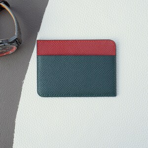 Handmade Epsom leather card wallet. Genuine Leather Credit Card Holder. Calf leather credit card sleeve. Minimalist leather card wallet