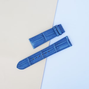Blue Alligator watch band. Handmade Leather Watch Strap. Unique watch band leather. Custom watch strap. Handstitch leather watch band